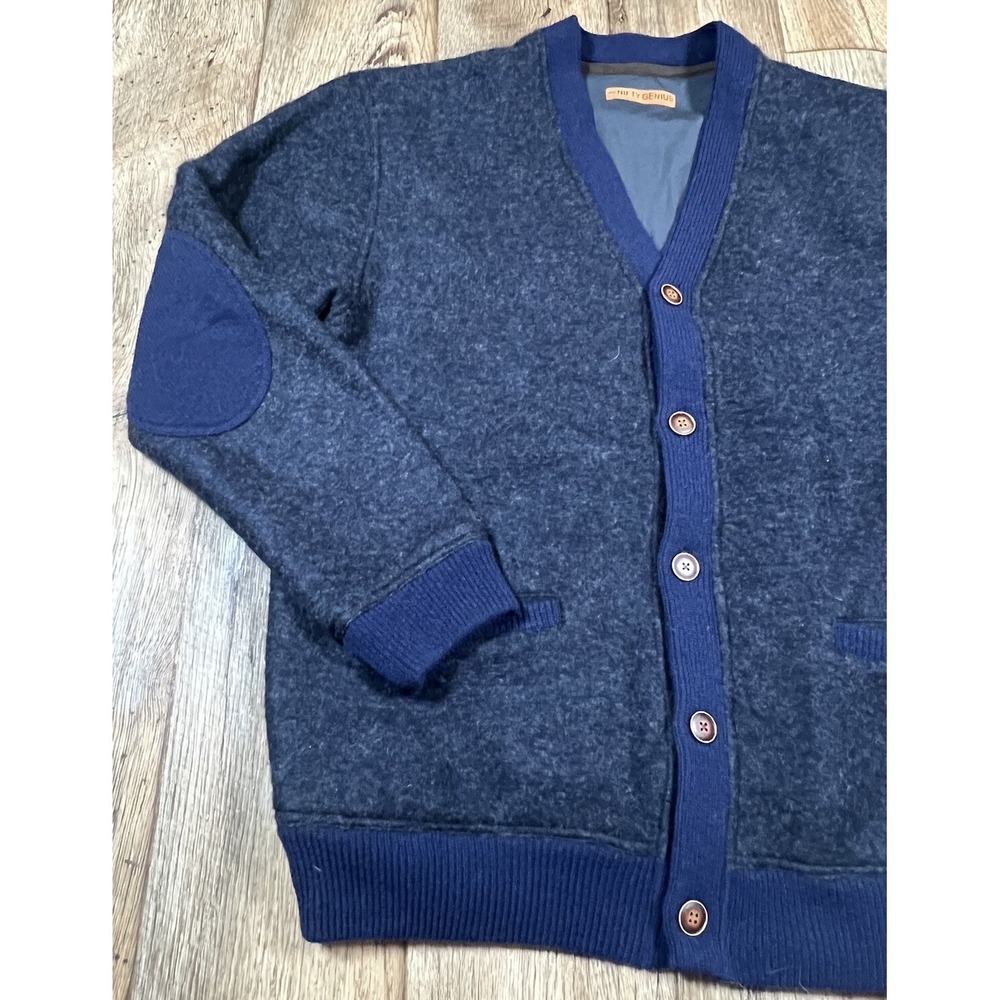 Nifty Genius Cardigan Mens XL Navy Blue Polyester Wool Blend - Picture 4 of 5